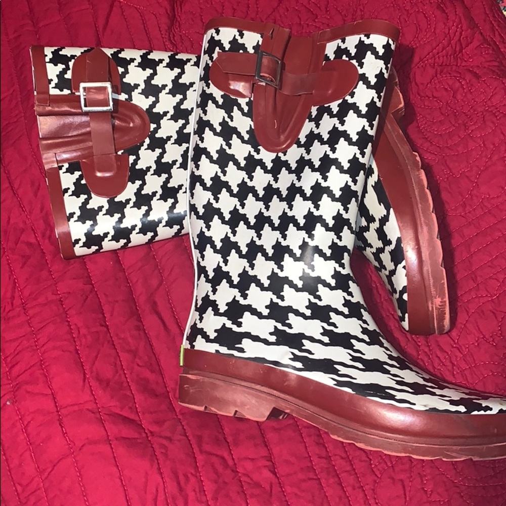Houndstooth Rain boots